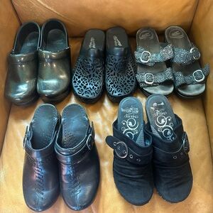 Five pair of Dansko women’s shoes, size 36 equivalent to US size 5.5–6